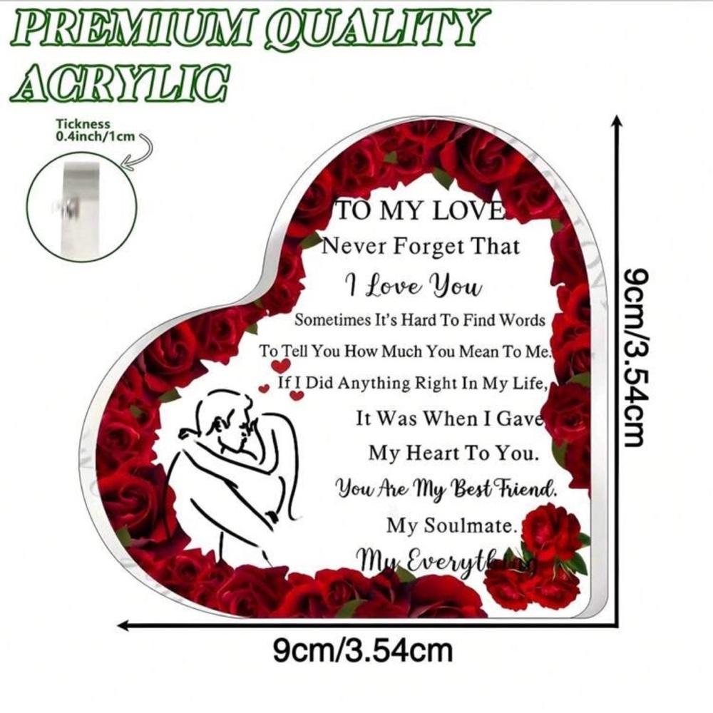 1pc Acrylic Heart-Shaped Ornament β Valentine's Day & Anniversary Gift ππ₯π₯ - Picture 2 of 8